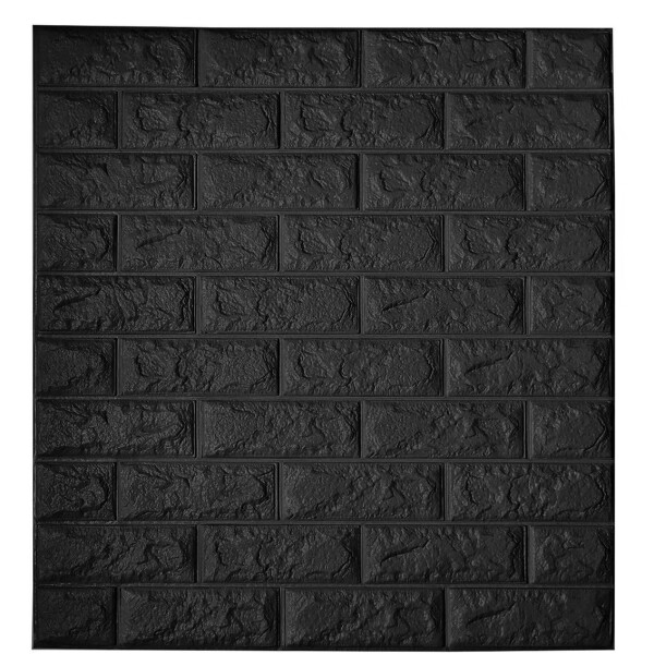 Revestimiento Pared Adhesivo Facil Colocacion Piedra X10 Un Variante Color Negro