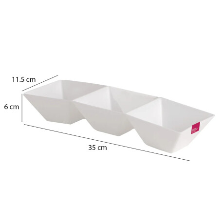 Copetinero Le Chef Rectangular con 3 Divisiones 35x11.5x6Cm Blanco