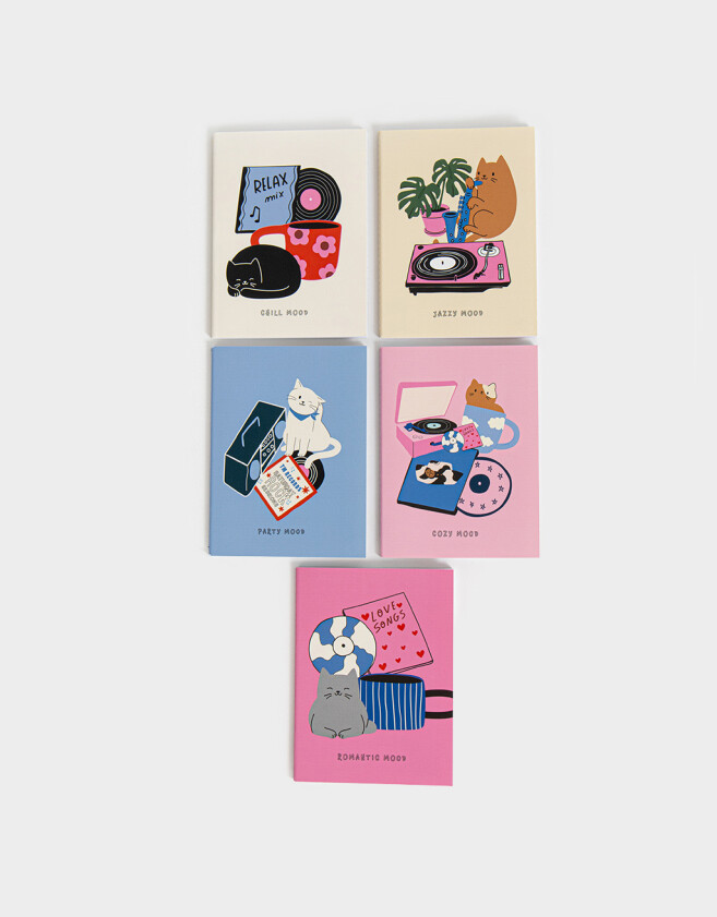 Anotadores Cuadernos y Memos Set De Libretas A6 Vynil Club - Combinacion Multicolor