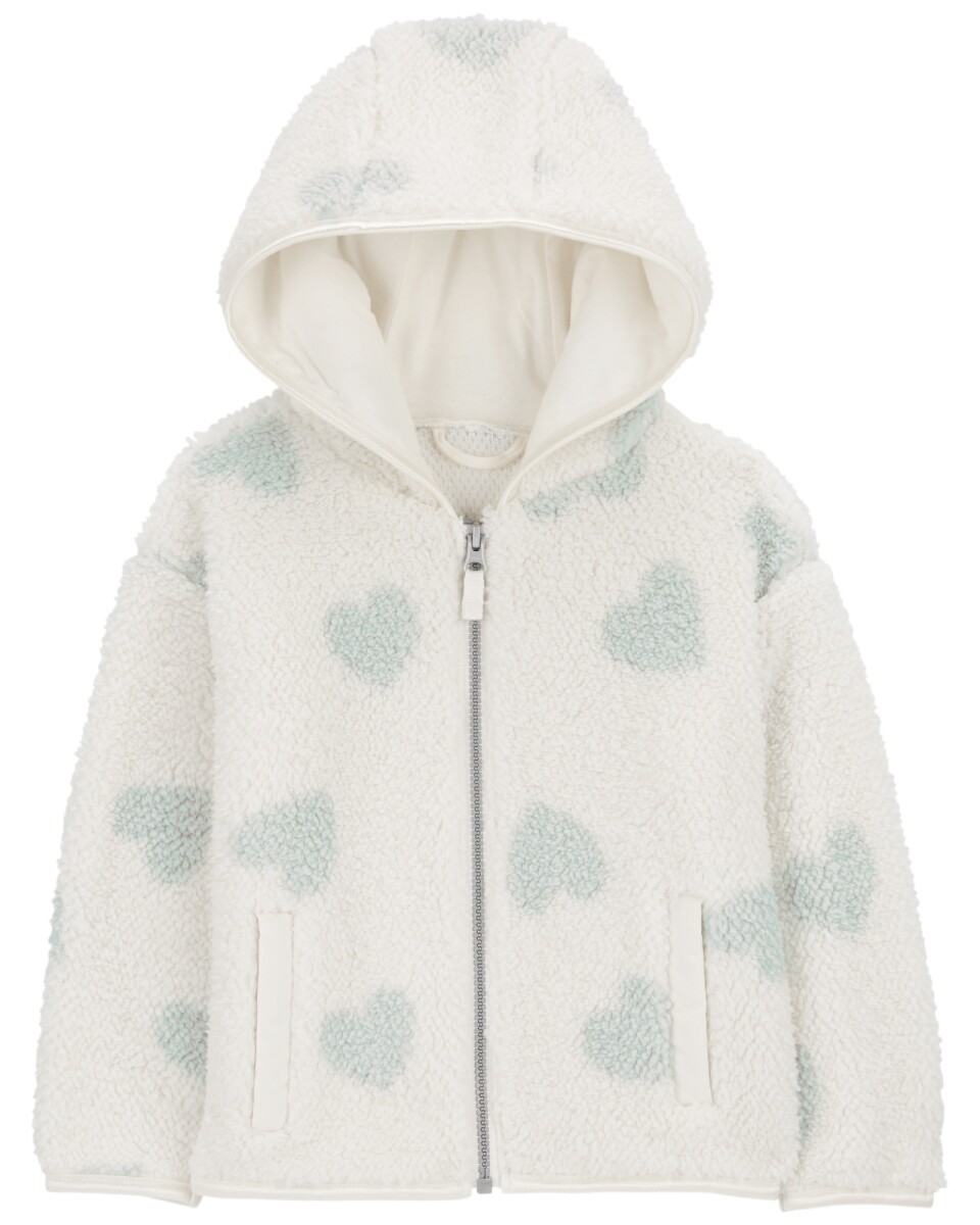 Campera de sherpa, diseño corazones 