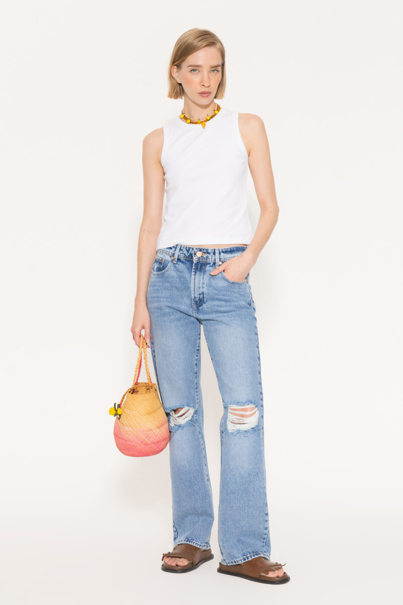 JEANS STRAIGHT CLASSIC BROKEN Celeste