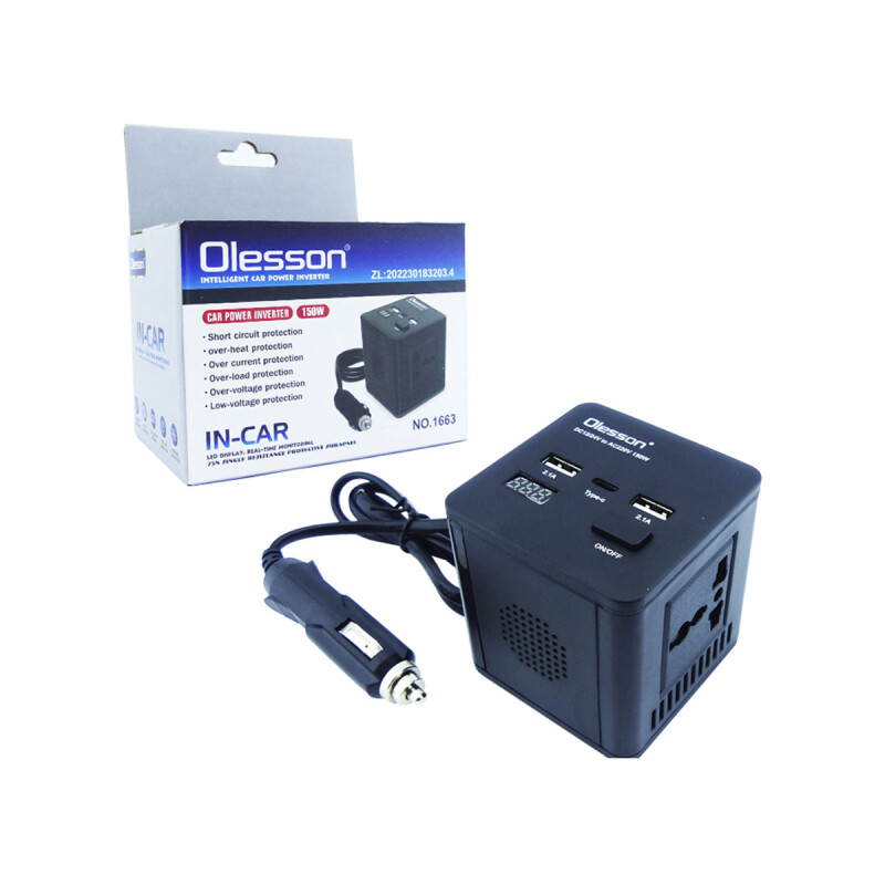 Inversor convertidor auto MOD1662 12v a 220v y USB Inversor convertidor auto MOD1662 12v a 220v y USB