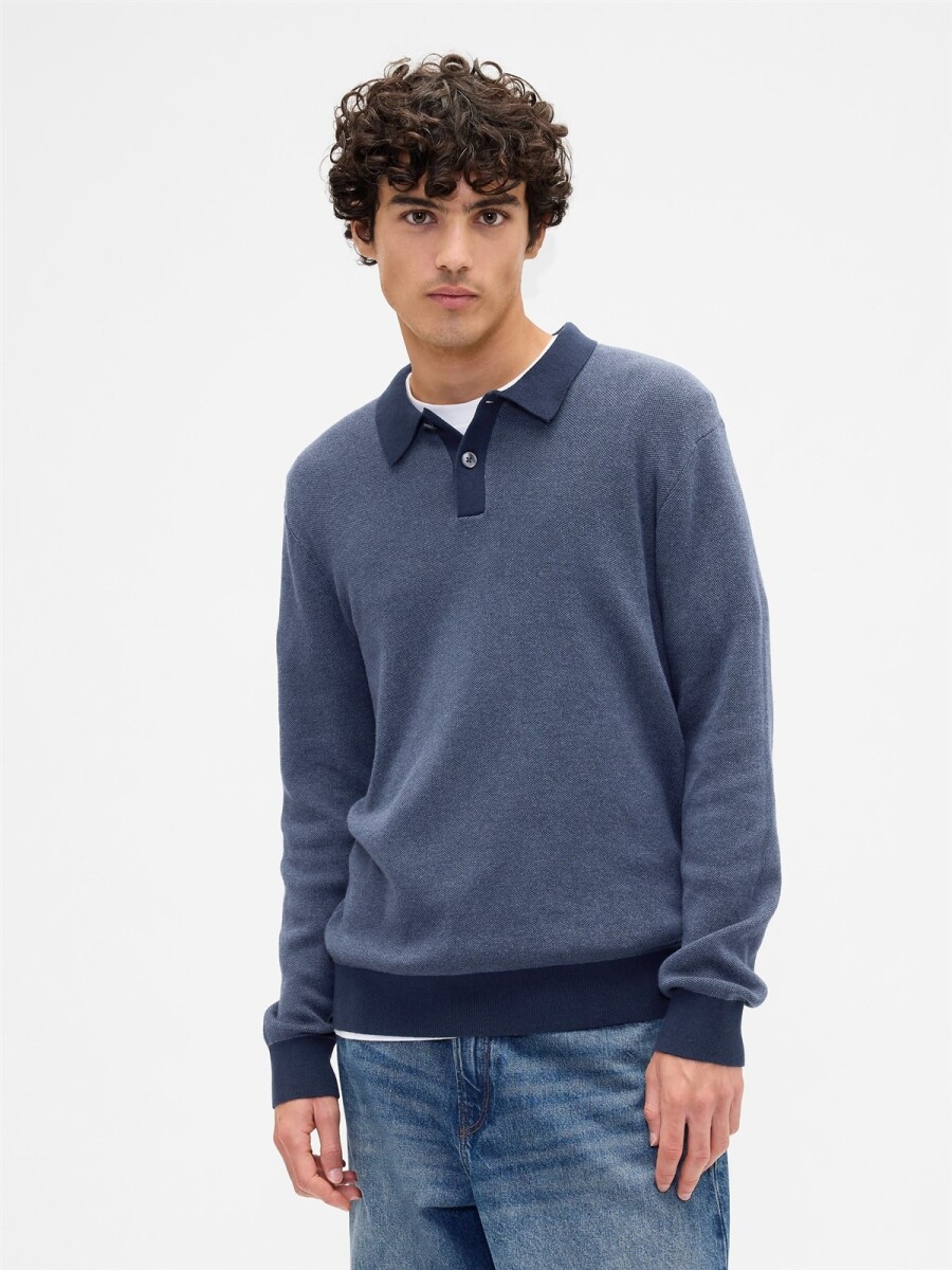 Buzo Tipo Polo Hombre - Tapestry Navy 