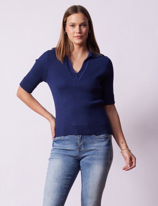 Blusa Ribs Tejida AZUL