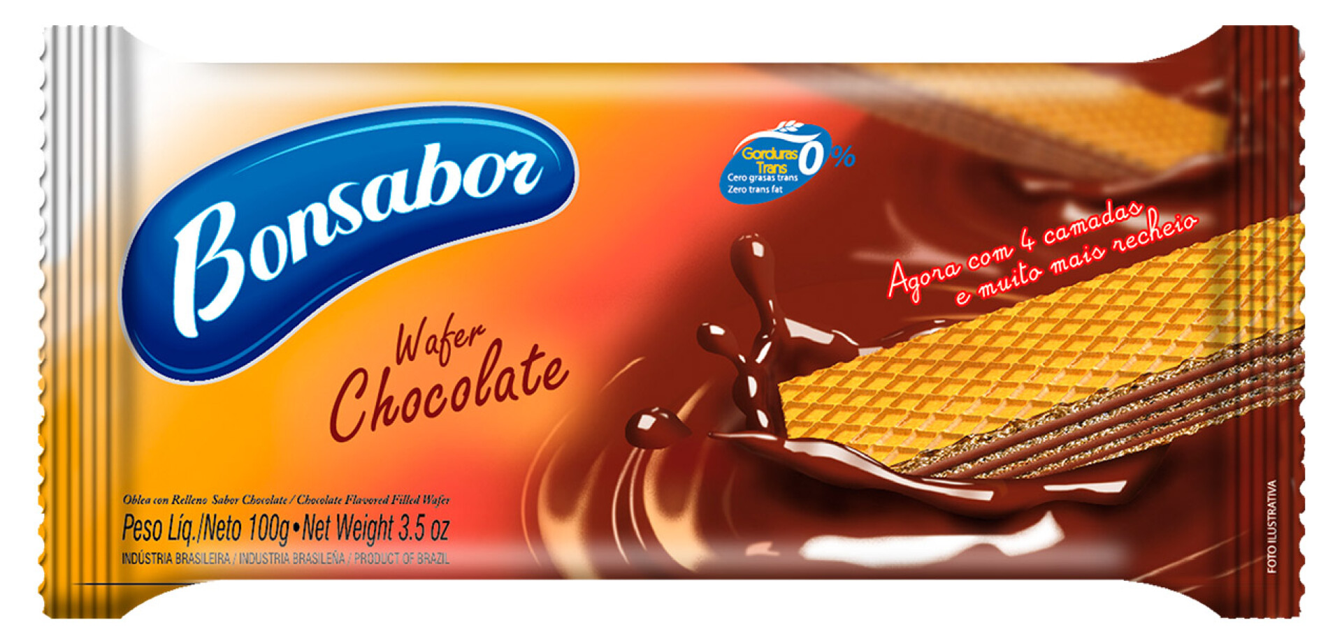 WAFFLE BON SABOR CHOCOLATE 100GR 