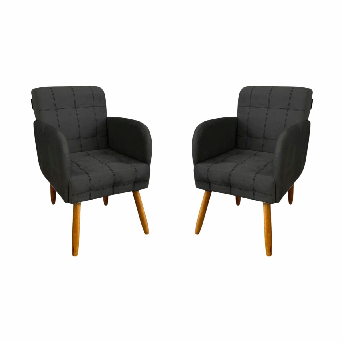 Pack x2 Sillón poltrona 1 cuerpo Lumax Maya nórdico de tela - Negro 