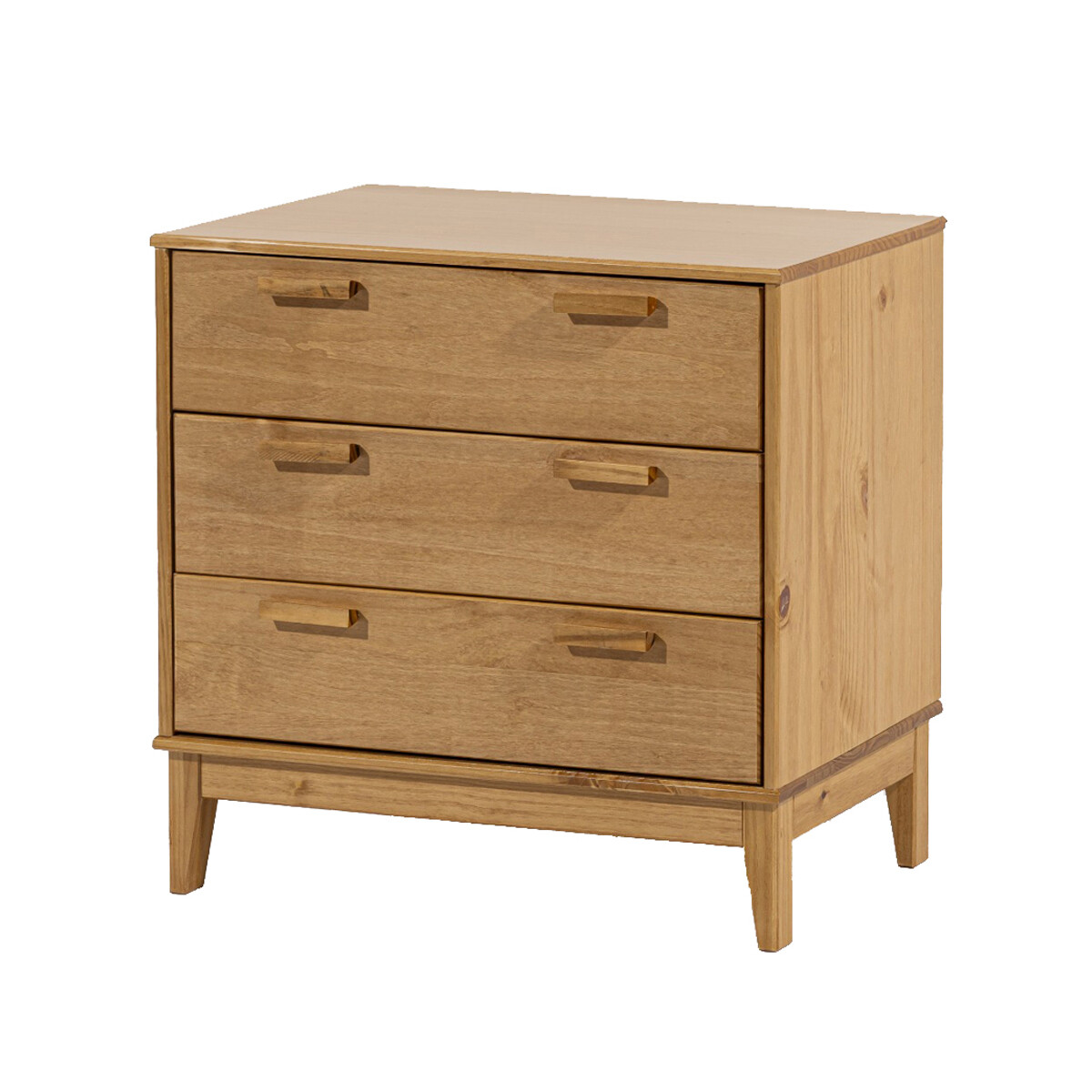 Mesa de luz en madera maciza - Gran tamaño - 3 cajones - Marrón 