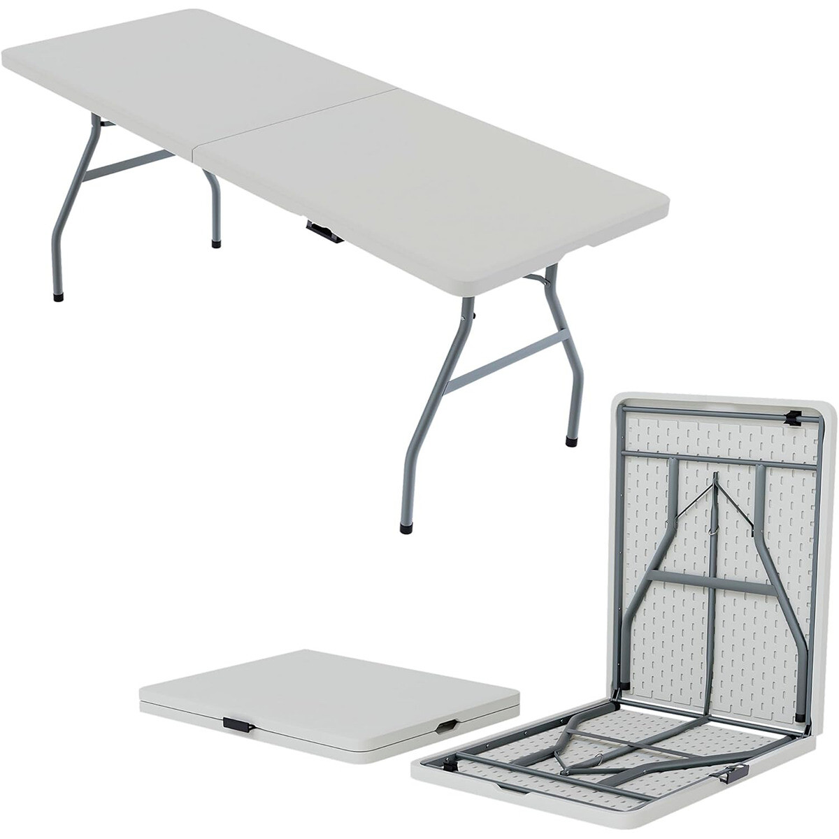 Mesa Plegable 1.80m Camping Jardín Resistente Calidad - Blanco 