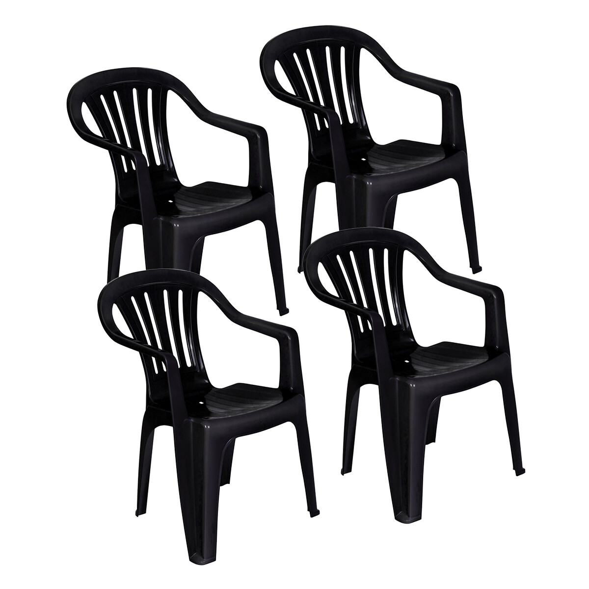 Set x4 Sillas Bela Vista con apoya brazos - NEGRO 