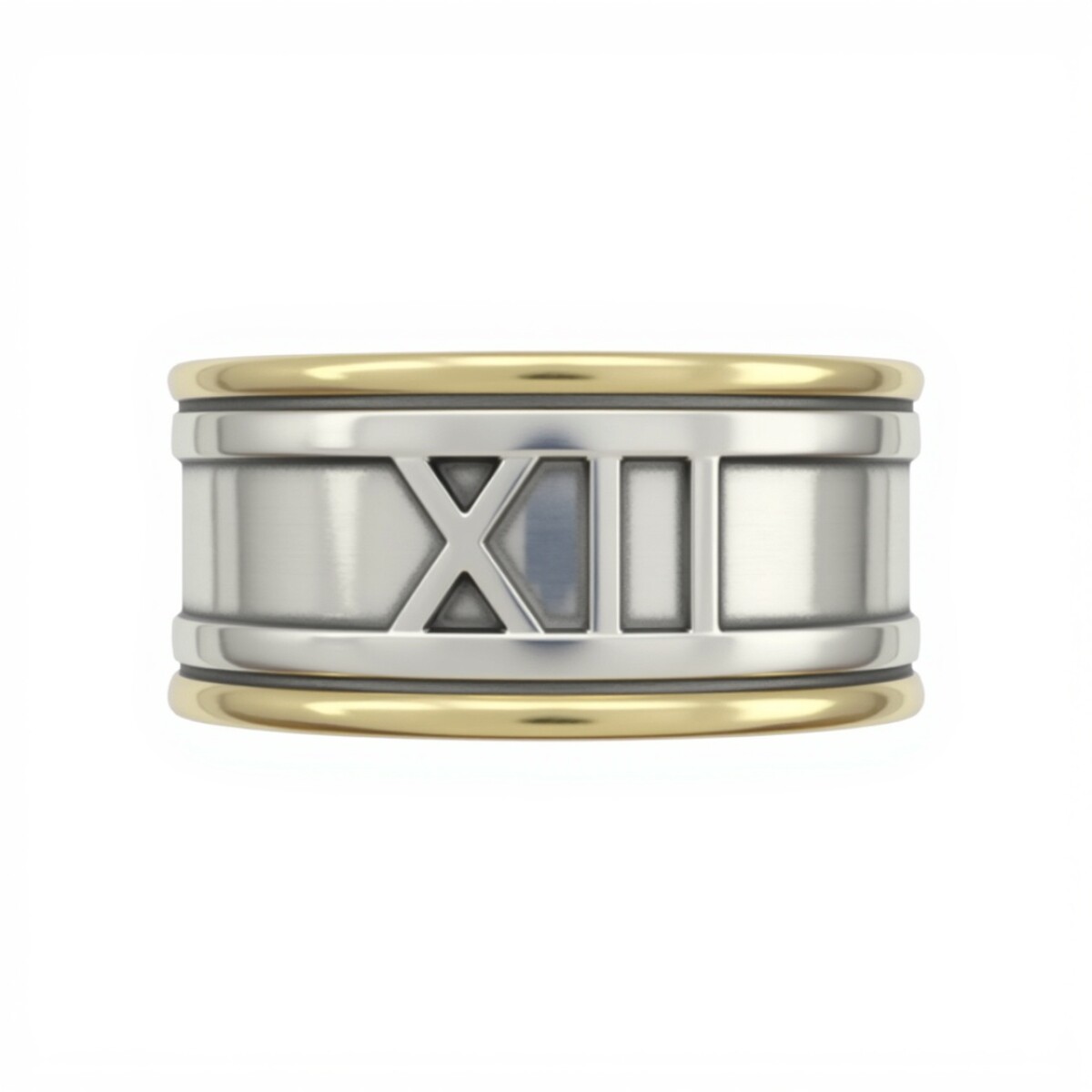 Anillo Numeros romanos-Plata y Oro-Sin Piedra-AN5141 - sinpiedra 