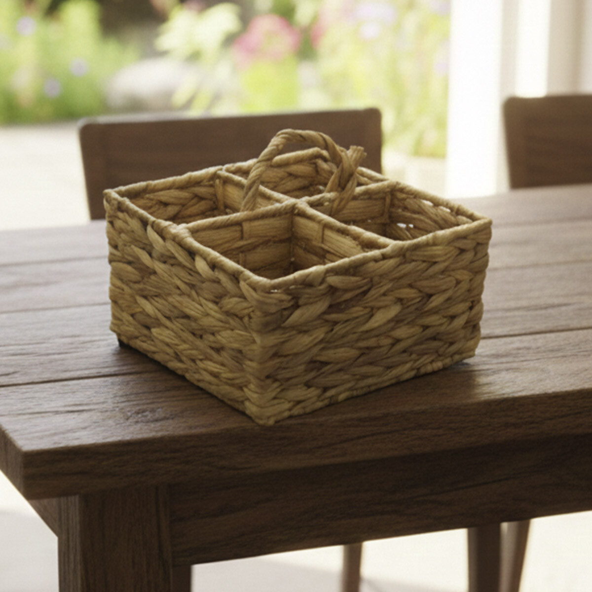 Canasto de Mimbre Cuadrado con Reparticiones Home Class 20 x 14 cm 