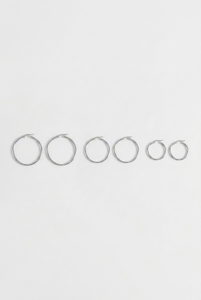Set de 3 aros de acero grandes - plateado 