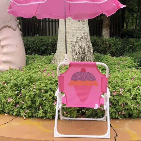 Silla Infantil Reposera Plegable Playa Con Sombrilla Rosa