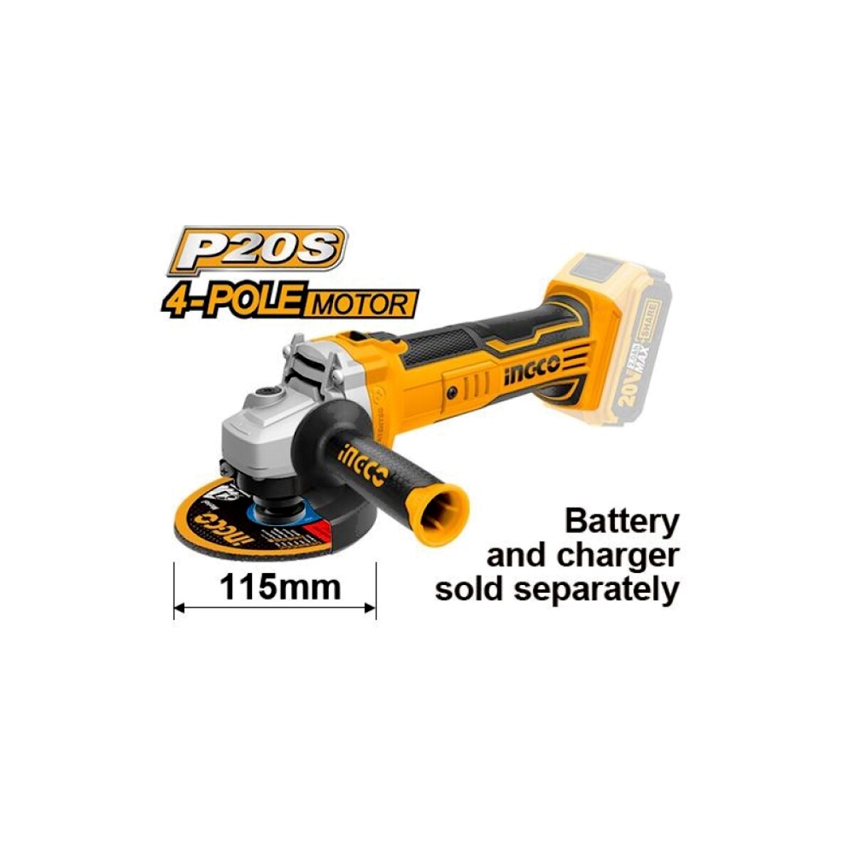 Amoladora angular 4 1/2" 20 V P20S INGCO 