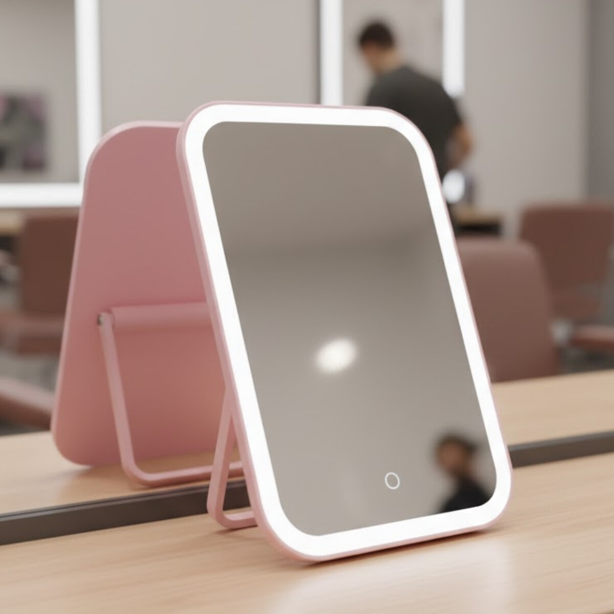 Espejo rectangular con luz led - ROSADO 