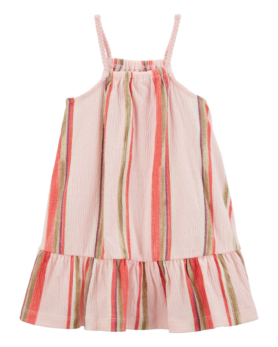 Vestido de jersey arrugado, diseño a rayas 
