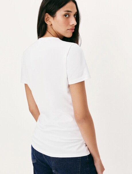 CAMISETA BÁSICA MANGA CORTA CUELLO EN V BLANCO