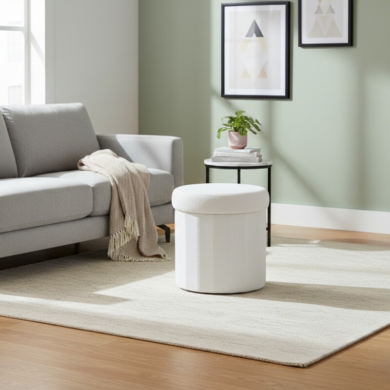 TABURETE ORG REDONDO BLANCO 37X37X37CM Unica