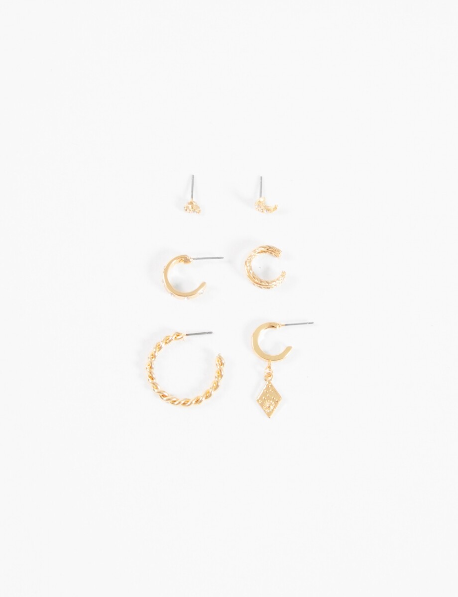 Set earcuff y caravanas - dorado 