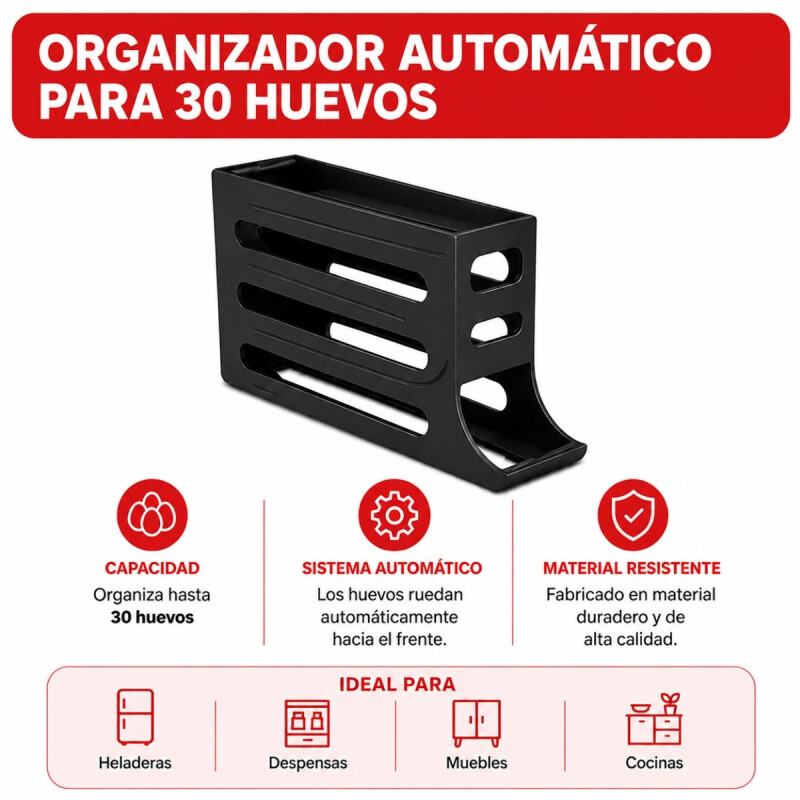 Organizador de huevos 30 unidades NEGRO
