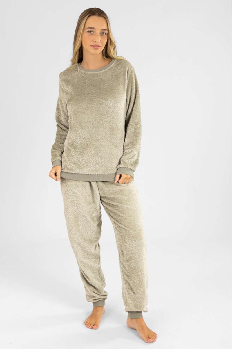 Pijama leopard fleece - Gris claro 
