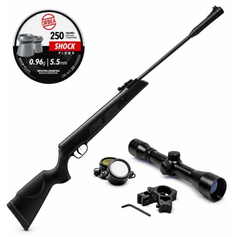 Chumbera Nitro Pistón 5.5mm + Mira 4x32 + Chumbos Negro