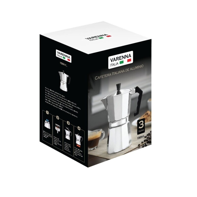 CAFETERA ITALIANA ALUMINIO 150ML 3T PLATA VARENNA CAFETERA ITALIANA ALUMINIO 150ML 3T PLATA VARENNA