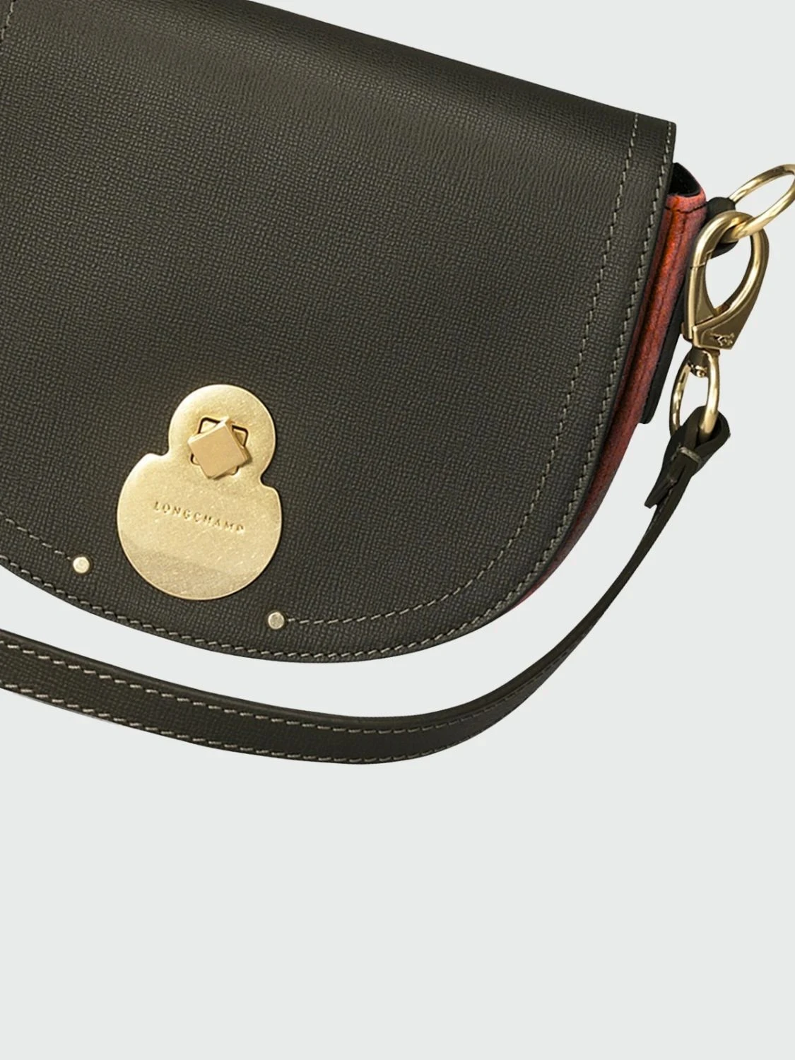 Longchamp -Cartera de cuero con solapa, Cavalcade Negro
