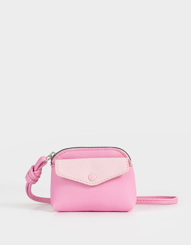 Monederos Monedero De Cuerina Bicolor - Rosa Viejo