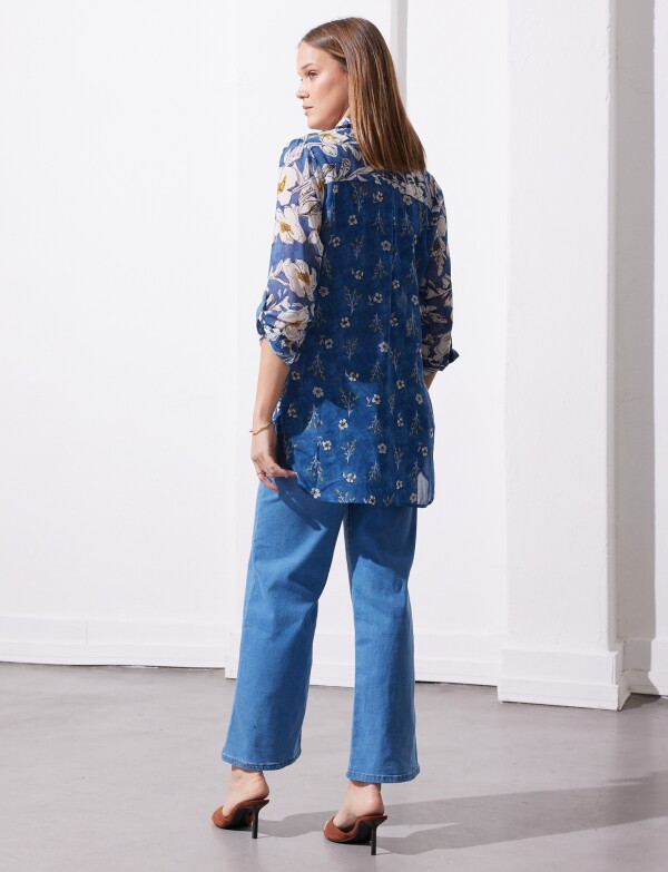 Camisola Gasa Flores AZUL/MULTI