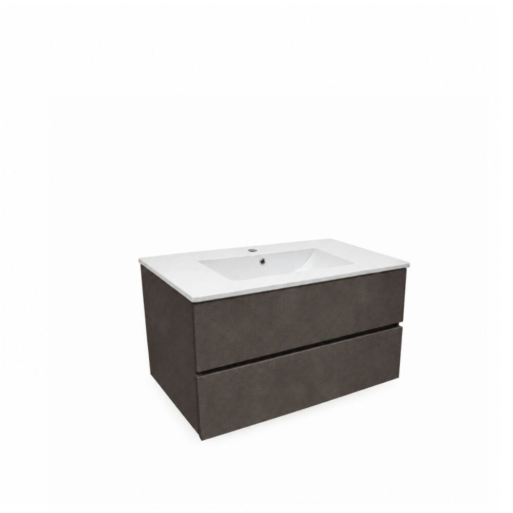 Mueble de baño 2 cajones Gris Oscuro 80cm Mueble De Baño 2 Cajones Gris Oscuro 80cm