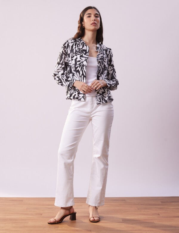 Chaqueta Lino Print NEGRO/BLANCO