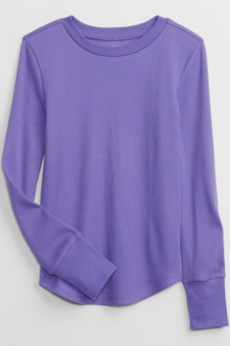 Remera Waffle Manga Larga Niña New Lilac