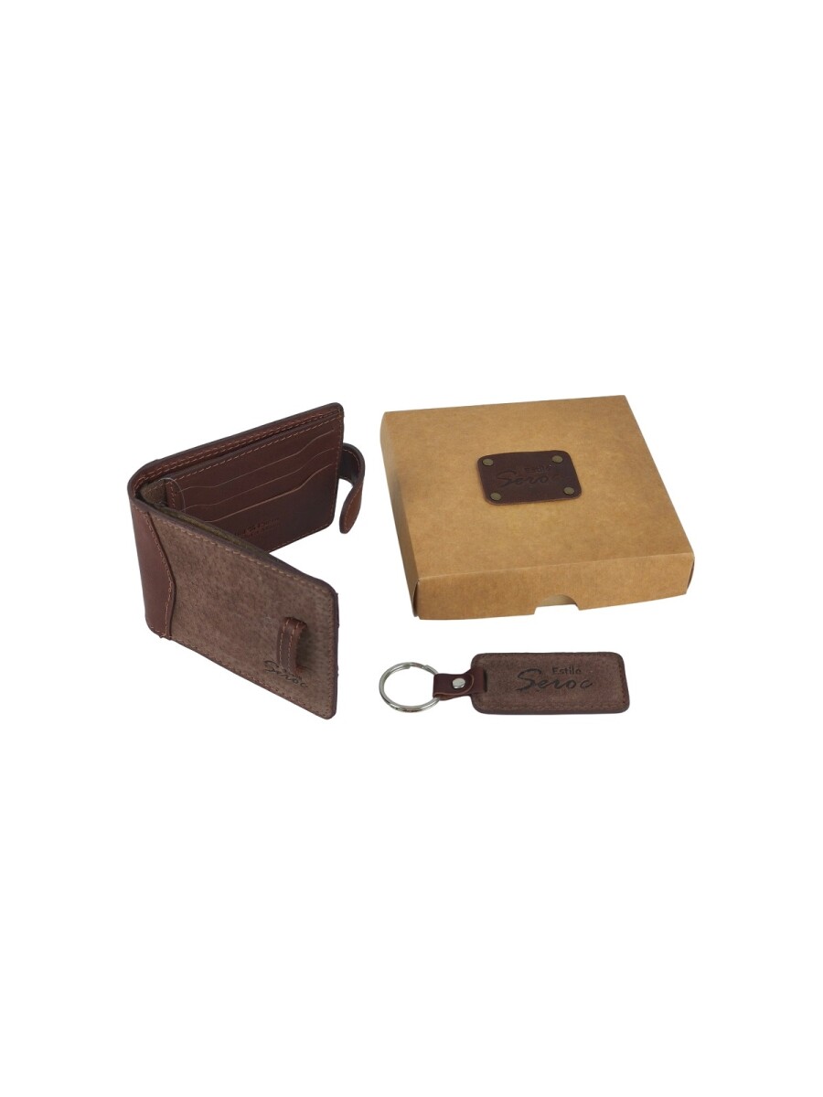 Set de billetra y llavero - Marron 