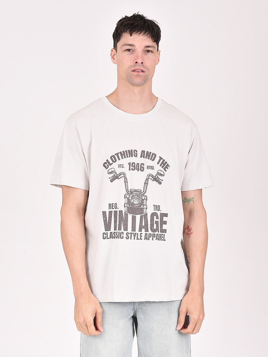 REMERA NAUPLIA MOTOR - GRIS CLARO 