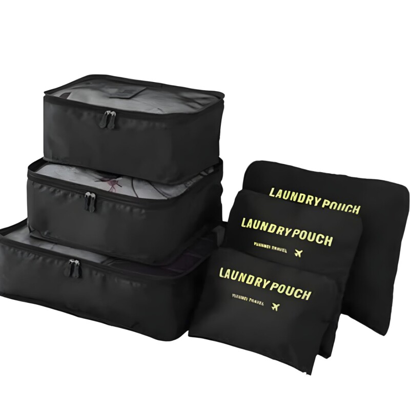 Set de 6 Organizadores de Valija Equipaje para Viaje Negro