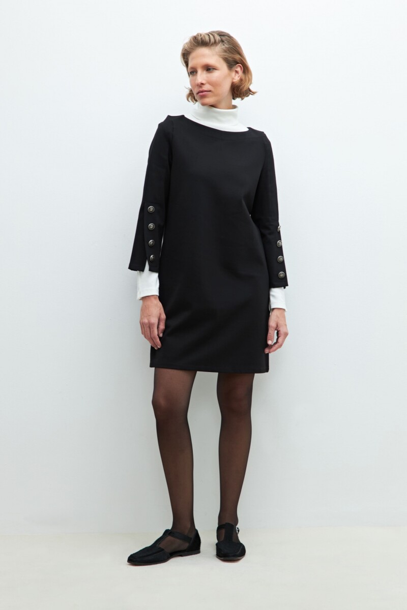 Vestido con botones metálicos - negro 