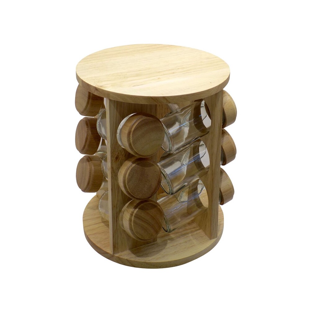 Set de 12 Especieros con Soporte de Madera 23,5 x D20 cm SET 12PCS ESPECIEROS H23.5/D20CM SOPORTE MADERA