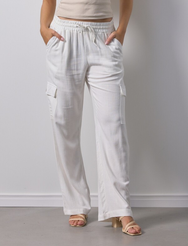 Pantalon Cargo Lino BLANCO