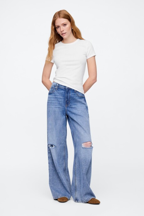 Remera Rib Cuello Redondo Mujer White Uk