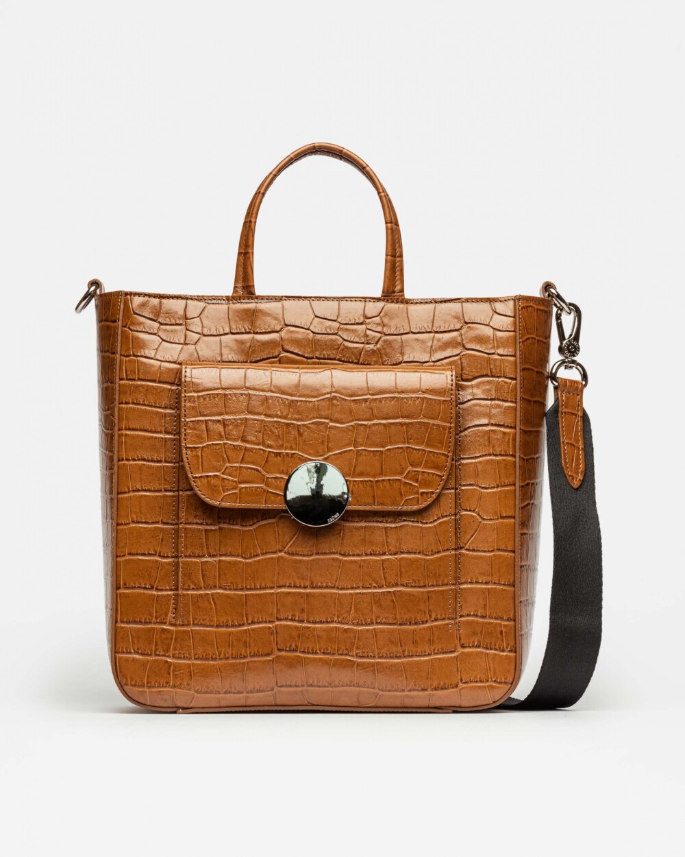 Shopper The Circle en cuero croco Cuoio