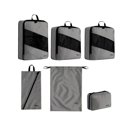 Set de 6 organizadores de ropa para viaje Gris