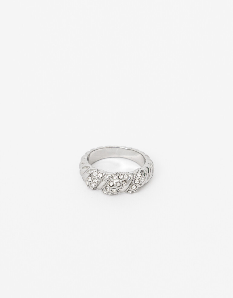 Anillos Medianos y Grandes Metal Anillo Metal Y Strass - Plateado Rodio