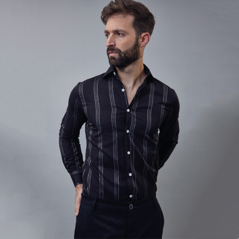 Camisa Luxury Negra a rayas