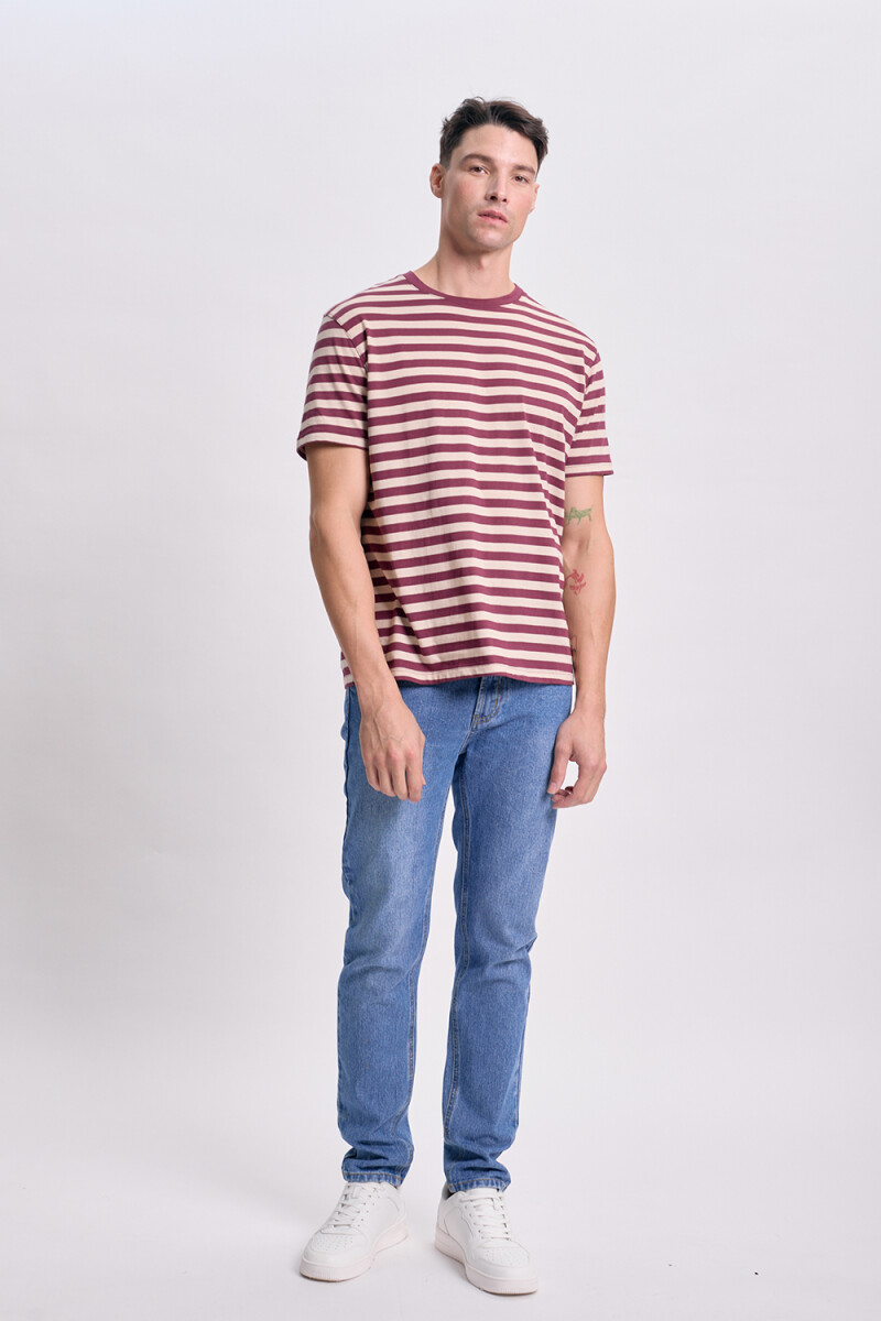 Remera rayas Bordo