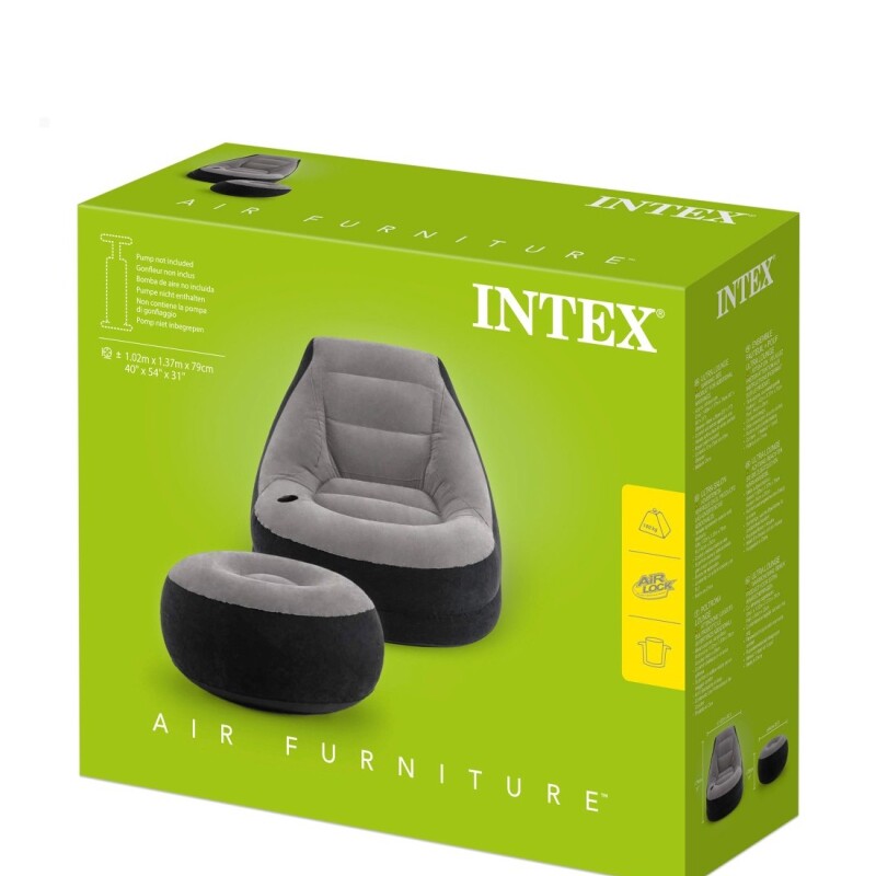 INTEX SILLÓN INFLABLE 99x130x76 CON APOYA PIES 64x28 PORTA VASO Intex Sillón Inflable 99x130x76 Con Apoya Pies 64x28 Porta Vaso