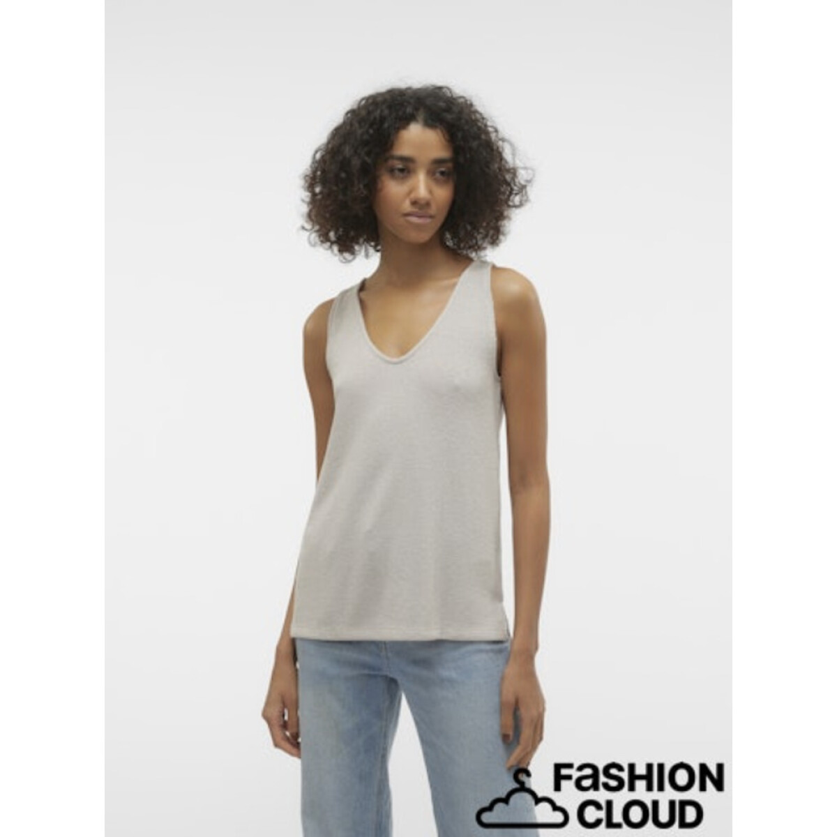 VMEDDIE SL U-NECK TANK TOP GA EXC - OATMEAL 