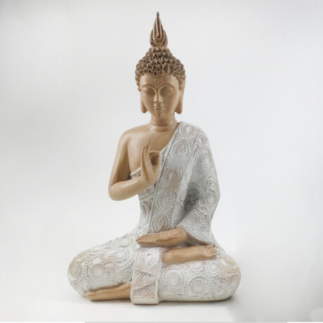 Buda Manto Blanco Mano Arriba