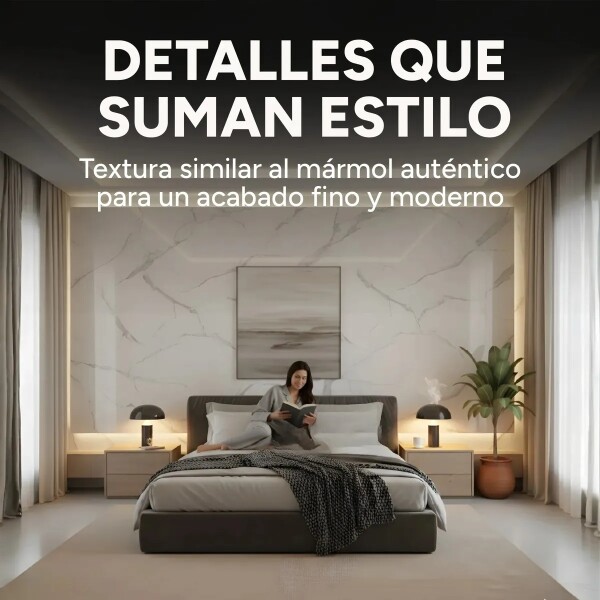 Placa PVC Símil Mármol Utilizables 2,2X1,22 Resistente 3Mm Mármol Blanco Gris Claro 2