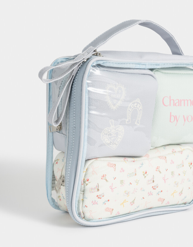 Porta Cosméticos Estampados Set De Portacosméticos - Azul Celeste